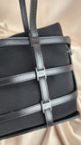 Salvatore Ferragamo Black Vala Canvas & Leather Hand Bag - 1791