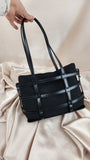 Salvatore Ferragamo Black Vala Canvas & Leather Hand Bag - 1791