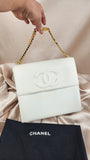 Chanel COCO Mark Chain White Leather Hand Bag - 1799