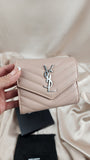 Saint Laurent Light Pink V Stitch Leather Wallet - 0774