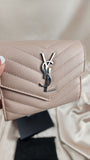 Saint Laurent Light Pink V Stitch Leather Wallet - 0774