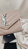 Saint Laurent Light Pink V Stitch Leather Wallet - 0774