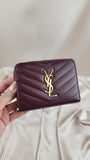 Saint Laurent Burgandy V Stitch Leather Wallet - 0773