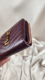 Saint Laurent Burgandy V Stitch Leather Wallet - 0773