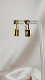 Louis Vuitton Gold Tone Padlock Pierced Earrings - G0651