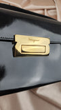 Salvatore Ferragamo Black Patent Leather Box Shoulder Bag - 0754