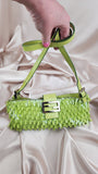 Fendi Green Sequin Baguette Shoulder Bag - 0779