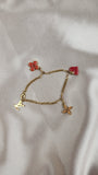 Louis Vuitton Gold Tone Flower LV Charm Bracelet - 1968