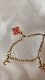 Louis Vuitton Gold Tone Flower LV Charm Bracelet - 1968