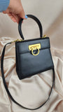 Salvatore Ferragamo Gancini 2way Black Leather Hand Bag - 1942