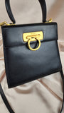 Salvatore Ferragamo Gancini 2way Black Leather Hand Bag - 1942