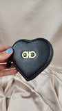 Salvatore Ferragamo Black Leather Heart Coin Purse - 1933