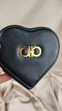 Salvatore Ferragamo Black Leather Heart Coin Purse - 1933