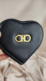 Salvatore Ferragamo Black Leather Heart Coin Purse - 1933