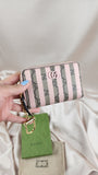 Gucci Pink Striped Compact Zippy with keychain hook - 1951