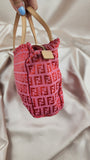 Fendi Zucchino Red Canvas Hand Bag - 1928