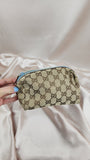 Gucci GG Beige and Blue Canvas Pouch - 1927