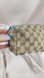 Gucci GG Beige and Blue Canvas Pouch - 1927