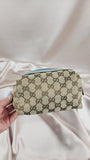 Gucci GG Beige and Blue Canvas Pouch - 1927