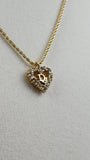 Christian Dior Gold Tone Heart Rhinestone Pendant Necklace - 1986