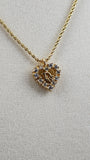 Christian Dior Gold Tone Heart Rhinestone Pendant Necklace - 1986