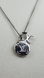 Louis Vuitton Ring Monogram Silver Tone Pendant Necklace - 1985