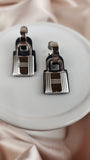 Hermes O Kelly Silver Tone Lock Earrings - 2091