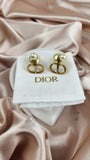 Christian Dior Double Pearl Stone Gold Tone Earrings - 2092