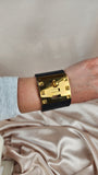 Hermes Kelly Black Leather Gold Tone Bracelet