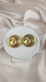 Chanel Gold Tone CC Logo Earrings with Piping around edge - 2076