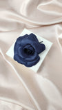 Chanel Navy Blue Silk Camelia Flower Brooch - 0802