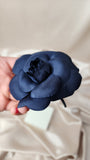 Chanel Navy Blue Silk Camelia Flower Brooch - 0802