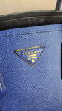 Prada Cuir Blue Saffiano Leather Tote - 0695