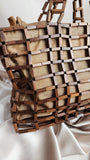 Salvatore Ferragamo Brown Canvas Wood Mesh Hand Bag - 1790