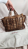 Salvatore Ferragamo Brown Canvas Wood Mesh Hand Bag - 1790