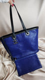 Chanel Blue Leather Tote with Black - 0961