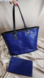 Chanel Blue Leather Tote with Black - 0961