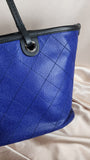 Chanel Blue Leather Tote with Black - 0961