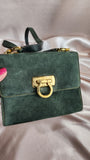 Salvatore Ferragamo Green Suede Shoulder Bag - 0958