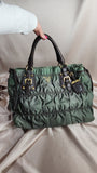 Prada Green and Brown Nylon Tote - 0939