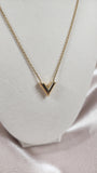 Louis Vuitton V Gold Tone Necklace - 1022