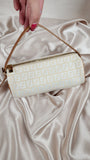 Fendi Zucchino Cream Canvas Round Pouch- 1750