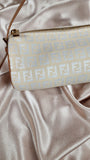 Fendi Zucchino Cream Canvas Round Pouch- 1750