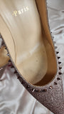 Christian Louboutin Glitter and Stud  4" Heels, Size 37.5 - 0234