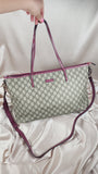 Gucci GG Supreme Beige and Purple 2way Tote Bag - 2202