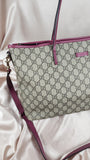 Gucci GG Supreme Beige and Purple 2way Tote Bag - 2202