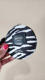 Jimmy Choo White/Black Zebra Print Round Coin Purse w/Clip - 1504