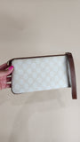 Gucci GG White Canvas Wristlet Clutch  - G0424