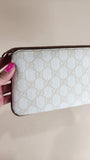 Gucci GG White Canvas Wristlet Clutch  - G0424