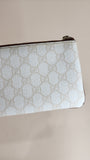 Gucci GG White Canvas Wristlet Clutch  - G0424
